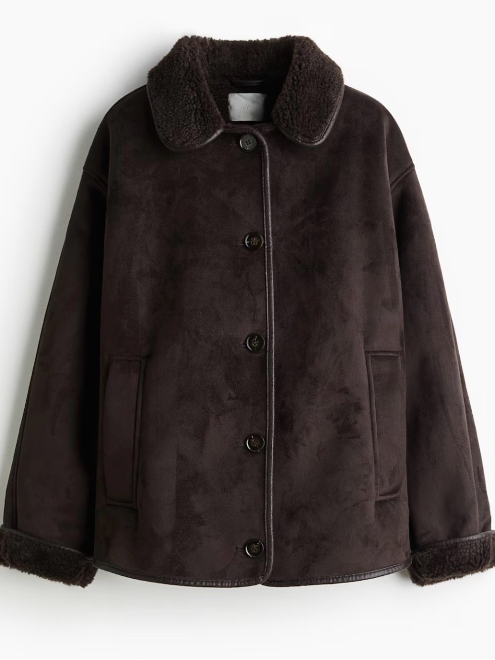 Zara Dark Brown Teddy Sherpa Button Jacket
